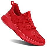Kvovzo Leichte Herren-Sneaker, Tennis-Laufschuhe, Slip-On-Schuhe, lässige Walking-Arbeit, Cross-Trainingsschuhe, modische Fitnessstudio-Trainer, Farbe: Rot, 41 EU