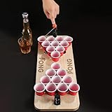Generisch Bier-Pong-Becher-Set, Trinkspiel Tischmatten Set 𝗠𝗶𝗻𝗶 𝗕𝗲𝗲𝗿 𝗣𝗼𝗻𝗴 Partybecher | 20 Becher + 1 Kugel + Tischmatte | Wiederverwendbar für Party-Trinkspiele, Camping & unterwegs