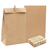 Papiertüten Braun,25 Stück Braune Beutel,Papier Beutel,Papier Brottüten,Geschenktüten Partytüten aus Papier mit Papiertüte Klammer,Kraftpapiertüten(28 x 15 x 9 cm)