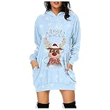 Sweatshirt-Kleid, Pullover, einzigartige Atmosphäre, Weihnachtsfarben, für Mahlzeiten, Party, Glück, Party, Spaß, Entspannung, Hellblau, Small