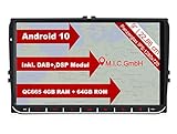 M.I.C. AV9V2 Android 10 Autoradio mit navi Qualcomm Snapdragon 665 4G+64G Ersatz für VW Golf t5 touran Passat RNS RCD Skoda SEAT: SIM DAB Plus Bluetooth 5.0 WiFi 2din 9' IPS Panzerglas Bildschirm USB