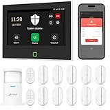 CPVAN GSM + WiFi Alarmanlage Haus mit 7' Touch Screen, Kein Vertrag Smart Komplettsysteme mit APP/SMS/Telefonanruf Alarm 14 Stück, 110dB Host, Bewegungsmelder, Tür/Fenster Sensoren, Fernbedienungen