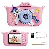 Beeyouk Kinder Kamera, Geschenke mädchen 6 Jahre-Digitalkamera Kinder,Einhorn-Softshel-Anti-Drop Fotoapparat Kinder,Spielzeug-Kamera ab 3 Geschenk für Kinder im Alter von 4 5 6 7 8 Jahren