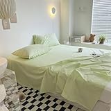 Aotiwe Bed Sheet, Bed Sheets Winter Hellgrün Unifarben Baumwolle mit 2 Kissenbezügen 120x230cm