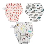 ANDRESLAD 3 Stück Pack Trainingshosen Größe L 4 Lagig aus Atmungsaktivem Waschbarem Mullgewebe mit Schicht für Zarte Babyhaut