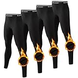 CL convallaria 4er Pack Thermo Unterhose Herren Lange Unterhosen Männer Innenfleece Thermounterwäsche Funktionsunterwäsche Skiunterwäsche für Winter