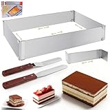 KOUHA Backrahmen Rechteckig Verstellbar Backrahmen Eckig Tortenring Verstellbar für Backblech mit Teiler Spatel für Kuchen Torten Pizza Backen Back Zubehör 18x27 bis 34x52cm