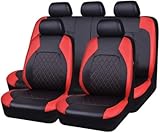 HNHPY Auto Sitzbezüge für Hyundai i10 LA BA PA 2018 2019 2020 2021 2022 2023 2024 2025, Auto Autositz Schonbezug Bequem und Atmungsaktiv Waschbarer Sitzschoner Innenraum Zubehör,D-Red