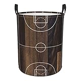 Aufbewahrungskorb Für Wäsche Basketballplatz Auf Vintagem Holz Wäschesack Laundry Baskets Langlebig Kleider Tasche Tragbar Aufbewahrungstasche, Für Badezimmer, Hochschule
