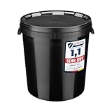 Garronda Eimer mit Deckel 30 L für die Lagerung von Lebensmittel- und Chemischen Produkten 1 Stück Schwarz GD-0104