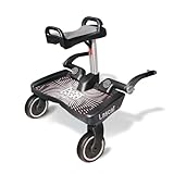 Lascal BuggyBoard Maxi+, Kinderbuggy Trittbrett mit großer Stehfläche und Saddle, Kinderwagen Zubehör für Kinder von 2-6 Jahren (22 kg), kompatibel mit fast jedem Buggy und Kinderwagen, schwarz