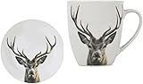 Frühstücksset Becher 400ml und Dessertteller Ø19cm Rotwild Frühstücksgeschirr Set