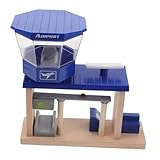 HANABASS Holzflugzeug Station Modell mit Zubehör Pädagogisches Rollenspiel für Fördert Motorische Fähigkeiten Kognitive Entwicklung und Kreatives Denken Geeignet für Zuhause und