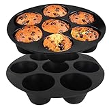 Junguluy Muffinform für Luftfritteuse, Ofen, Topf, 21,6 cm, wiederverwendbar, Silikon, 2 Stück