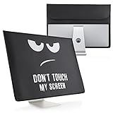 kwmobile Hülle kompatibel mit 20-22' Monitor - mit 2 Fächern auf Rückseite - Schutzhülle Don't Touch My Screen Weiß Schwarz