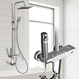 Umisu Duschsäule, höhenverstellbares Wasserhahnsystem, Duscharmatur mit 4 Strahlarten, Bidetbrause für Badezimmer (grau)