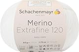 Schachenmayr Merino Extrafine 120 9807552-00101 weiß Handstrickgarn, Schurwolle