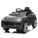 LALAHO Kinder Elektroauto 12V Kinderauto Elektrisch 2,4G-Fernbedienung, Elektrofahrzeuge 2-türig mit MP3, Musik, Hupe, LED-Leuchten (Grau)