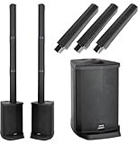 McGrey E-208LA Aktiv Line Array Säulenanlage Stereo Set - Linienstrahler-PA im 2er Set - je 100 Watt (RMS) - 8' Subwoofer - 2,5' Breitbandlautsprecher - USB/SD/Bluetooth Media-Player - Schwarz