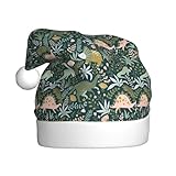 WOmeng Weihnachtsmütze mit niedlichem Dinosaurier-Druck, Unisex, festliche Weihnachtsmütze, Dekoration, Party-Kostüm, Zubehör, Kopfbedeckung