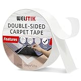 WELSTIK Doppelseitiges Teppichklebeband - strapazierfähig für Teppichböden, Stark klebend, ablösbar und rückstandsfrei, 50mm*27m