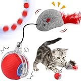 Katzenspielzeug Elektrisch, Interaktives Katzenspielzeug, 360° Automatisch Hundeball Elektrisch, Katzenball mit LED-Licht Drei Arbeitsmodi, Magic Ball für Hunde Und Katzen Jeder Größe und Jeden Alters