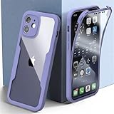 360 Ganzkörper-Vorder- und Rückseite transparente Hülle für iPhone 16 15 14 13 11 12 Pro Max XS X XR 7 8 Plus SE 2022 Silikon-Stoßschutzhülle, lila, für iPhone 15Promax