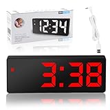 RISVOWO LED Spiegel Digitaluhr, 12/24H Anzeige, Digitaluhr für Haus, Schlafzimmer-Rot