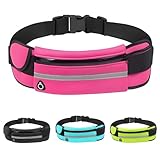 Ruayia Laufgürtel für Handy, Bauchtasche Gürteltasche Damen und Herren, Sport Hüfttasche für Joggen, Fitness, Radfahren, Reisen und Outdoor-Aktivitäten - Rosenrot