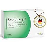 Johanniskraut L Tryptophan Tabletten hochdosiert - Innere Ruhe, gute Laune, Anti Stress - Seelenkraft - Johanniskraut, L-Tryptophan, Hopfen, Lavendel, Melisse & Safran - deutsche Qualität - DocVital®