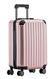 Münicase M816 TSA-Schloß Koffer Reisekoffer Trolley Kofferset Hardschale Boardcase Handgepäck (Rosagold, Kleiner Koffer)