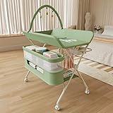 OHMG klappbare Wickelkommode Wickeltisch, Baby Wickelkombi, mit Wickelauflage Sicherheitsgurt und Ablagefächern, platzsparend stabil,mobiler wickeltisch,Baby Changing Table (B-Grün)
