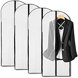 Kleidersäcke 4 Stück Kleidersack Lang 60cmx120cm Wasserdichte und Mottensicher Kleidersäcke mit Reißverschluss Geeignet für Longuette,Anzüge,Jacken, kurze Kleider,Mänte