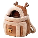 Warme Katzentragetasche, Haustier-Tragetasche, Plüsch-Tragetasche für kleine Hunde, Elch-Design, atmungsaktive und warme Haustier-Tragetasche für Katzen, kleine Hunde, Tragetasche vorne