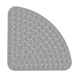 XIYUNTE Duschmatte rutschfest Viertelkreis Badematte Eckdusche Antirutschmatte Halbrund mit Saugnäpfen und Abflusslöchern, 54x54cm, Duscheinlage Dreieckig Badewannenmatte, Maschinenwaschbar, Grau