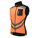 WOSAWE Herren Damen Fahrradjacke Leicht Atmungsaktiv Reflektierende Radweste Winddicht Sportbekleidung (B8 Orange Weste, L)