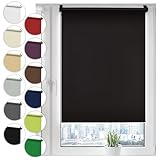 Verdunkelungsrollo Klemmfix ohne Bohren 100cm x 130cm Schwarz Verdunklungsrollo Fensterrollo Rollo Seitenzugrollo Klemmrollo für Fenster & Tür