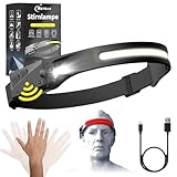 Reiteag Stirnlampe Led Wiederaufladbar, 230°Wide Stirnlampe Rotlicht, Kopflampe Stirnlampe, Sensor Headlamp, Wasserdichte Mit Stirnlampe Joggen, Stirnlampe Led Wiederaufladbar Wandern