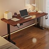 Verstellbarer Stehpult, höhenverstellbarer Computertisch mit Getränkehalter und Kopfhörerhaken, stabiler Stahlrahmen, Gaming-Schreibtisch mit Fußpolstern (80 x 60 cm)