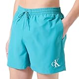 PVH Europe B.V Herren MEDIUM Drawstring KM0KM01161 Badehose, Green (Hazy Teal), L