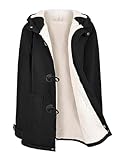 Vancavoo Wintermantel Damen Warm Winterjacke Elegant Plüsch Jacken Mantel Winter Fleece Hoodie Coat Kapuzenjacke,Schwarz,S