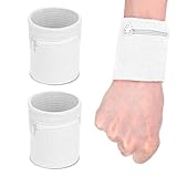 2 Stücke Schweissband Handgelenk Set Sportarmband Schweißarmband Sport Schweißband Wristbands mit Reißverschlusstasche laufarmband für Fitness Laufen Radfahren Fußball Basketball schweißband