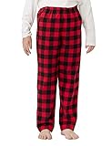 LAPASA Kinder Schlafanzughose Loungehose Freizeithose Pyjamahose Baumwolle Flanell 3-13 Jahre/ 95-165 Unisex Jungen Mädchen K06 (Rot+Schwarz 2, S)