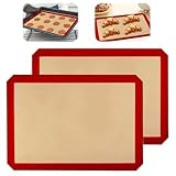 2 Stück Silikon Backmatte für Backblech, 30x40 cm Silikonmatte Backofen BPA Frei, Backunterlagen, Antihaftbeschichtung Silikonbackmatte, Wiederverwendbare Backmatte für Brot, Macarons, Kekse, Pizza