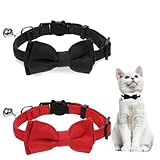 2 Stück Halsband Katze Samt Halsband Schleife Katze Katzenhalsband Mit Glöckchen Katzenhalsbänder Abnehmbarer Katzenhalsband Mit Schleife Katzenhalsband Mit Sicherheitsverschluss Für Kätzen