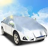 Halbgarage für Auto Ninonly Auto Abdeckplane Outdoor wasserdichte Halbabdeckung Autoplanemit 3 Schicht Staubdicht All Allwetter mit Haken und Riemen Passend Für Autos Größ L(für SUVs bis 4.5-5M)