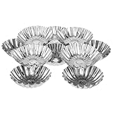 Ipetboom 50 Stück Mehrteiliges Edelstahl Egg Tart Formen Langlebige nicht Haftende Backformen Polygonale Blumenmuster Törtchen Förmchen für DIY Torten Quiches Kuchen und Desserts