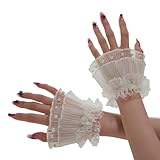 Fotografie-Handstulpen, zarte künstliche Perlen, Manschette, Handgelenkmanschette, Dekoration für Damen, Alltag, Anime-Kostüm, Perlen, Ärmelstulpen für Nägel, Künstler, beige, One size