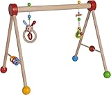 Eichhorn, Baby Gym, mit Spiel und Greiffunktion, Spieltrapez mit farbigen Hängeelementen und Holzkugeln, aus FSC 100% zertifiziertem Buchenholz, 46x56x42 cm, ab 3 Monaten