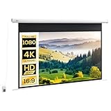 HOMCOM Beamer Leinwand 186 x 105 cm 84 Zoll 16:9 HD 4K Elektrische Projektionsleinwand Motor Leinwand mit Fernbedienung für Heimkino oder Büro-Präsentationen